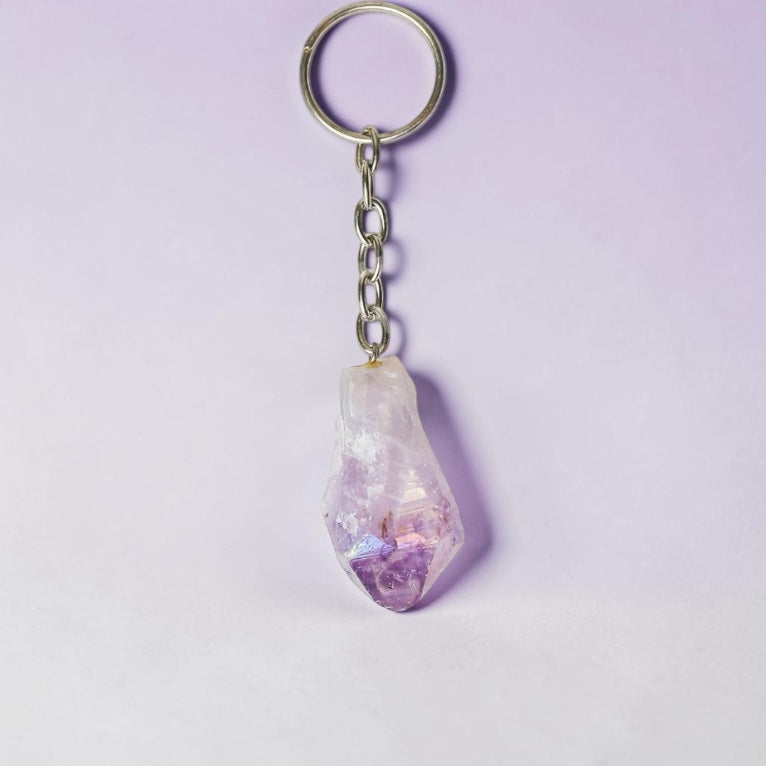 Angel Aura Amethyst Crystal Keychain