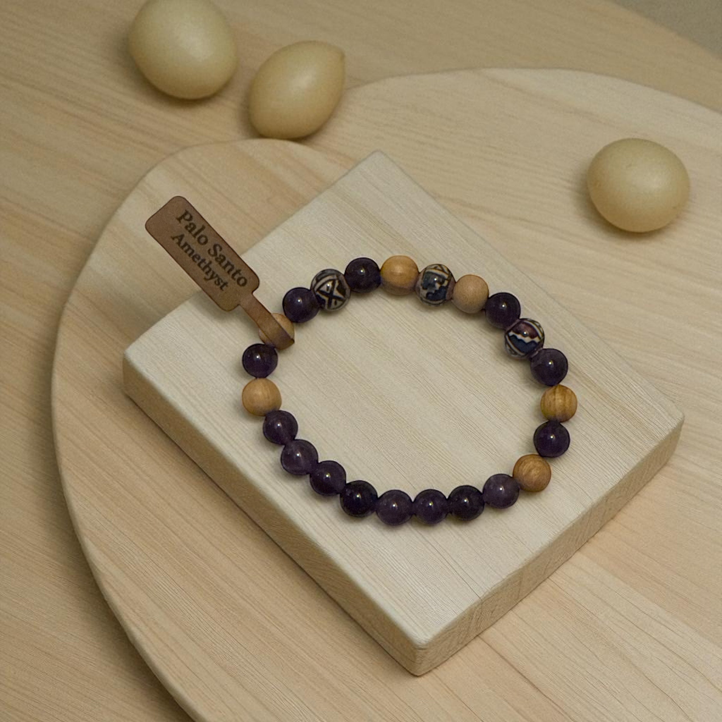 Palo Santo & Amethyst Bracelet (8–8.5 mm)