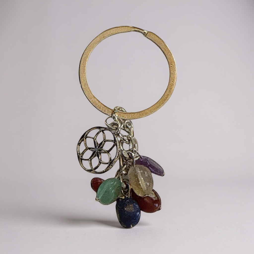 🌈 Chakra Nuggets Keychain with Flower of Life (2.5–2.75″L