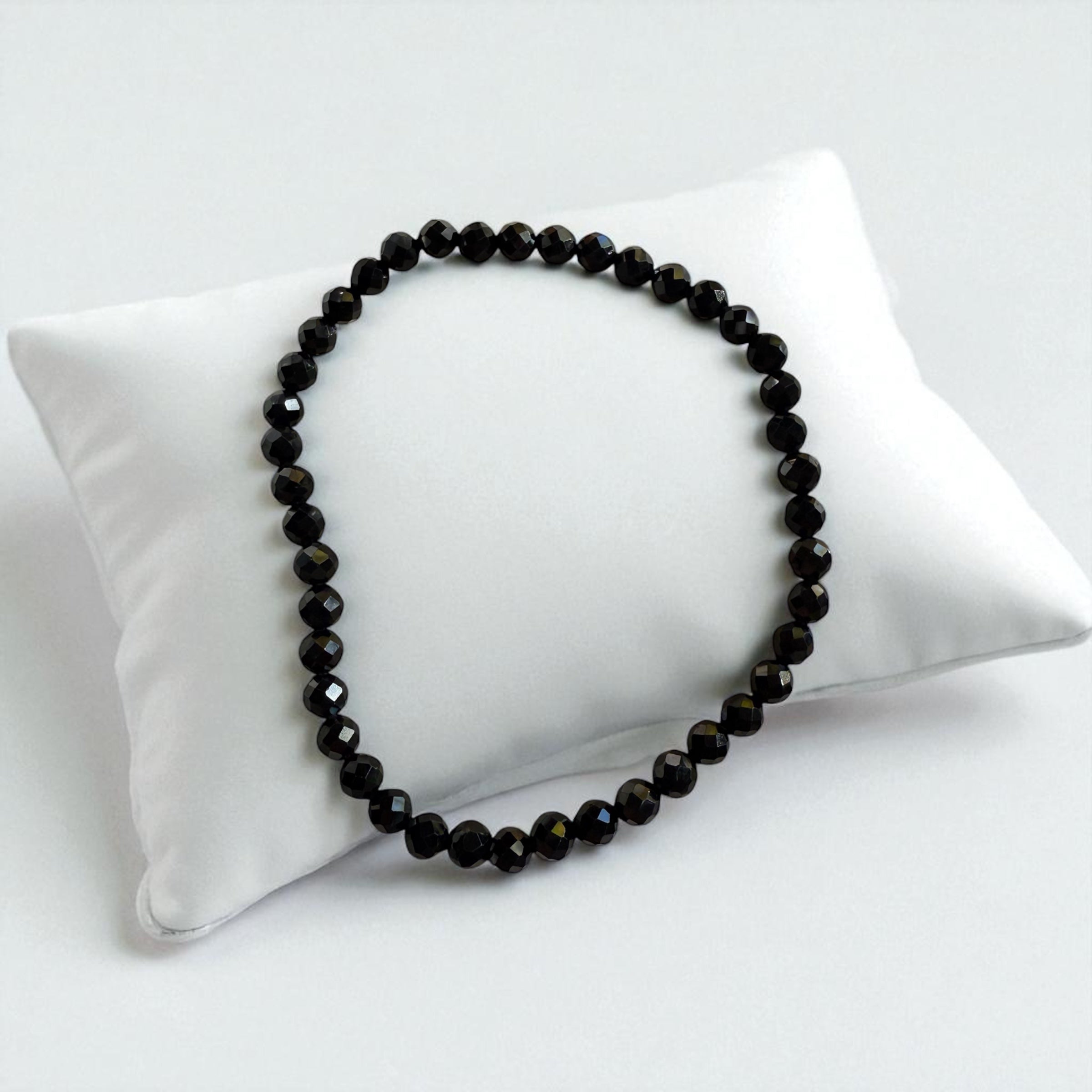 Black Spinel Bracelet (3–4 mm Faceted Beads)