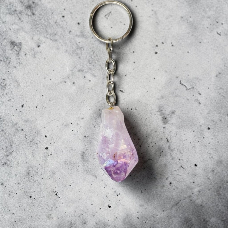 Angel Aura Amethyst Crystal Keychain