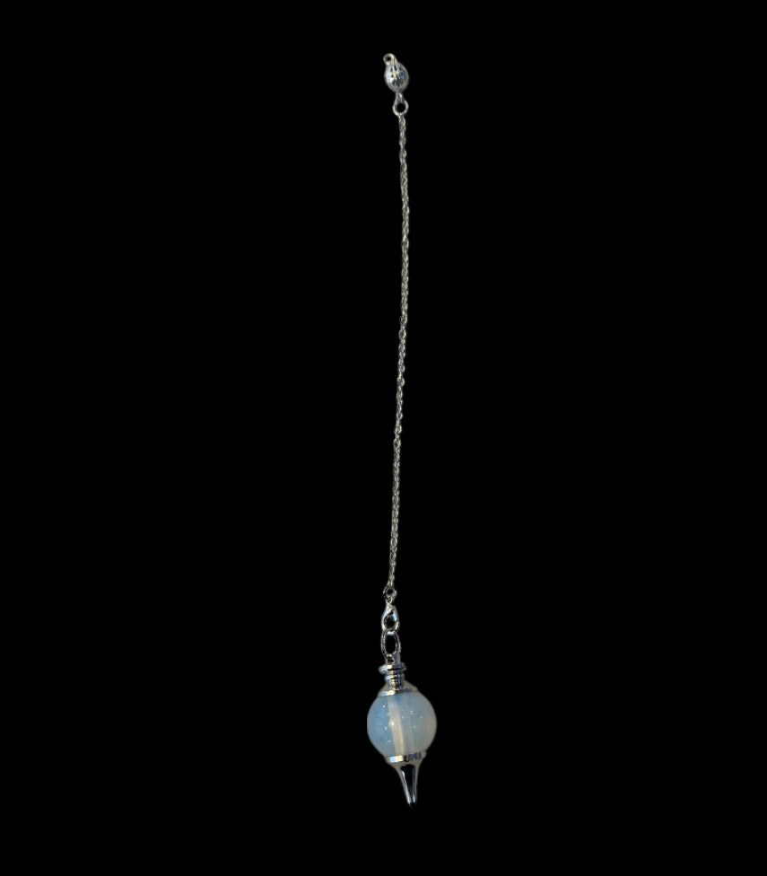 🌙 Opalite Ball Pendulum – 9″L with Plain Chain